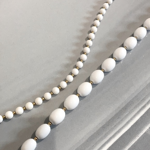 TWO Monet Necklaces - White with Gold Spacers - Picture 4 of 7